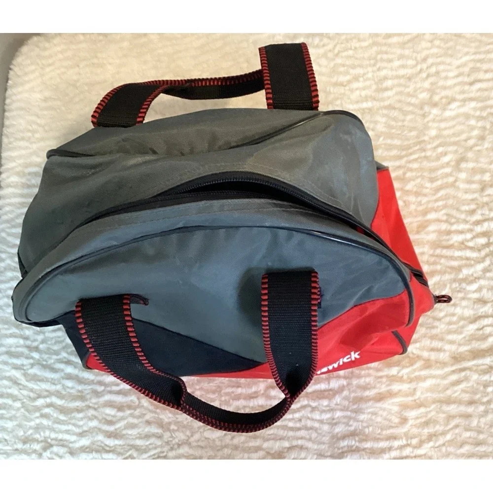 Brunswick‎ Soft Bowling Ball Bag Black Red Zip Up Support Inside Pin Alley Sport